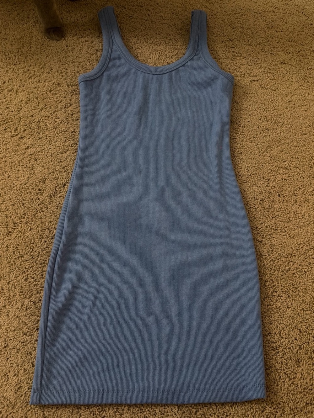 Signature8 Scoop Neck Ribbed Mini Dress in Dusty Blue